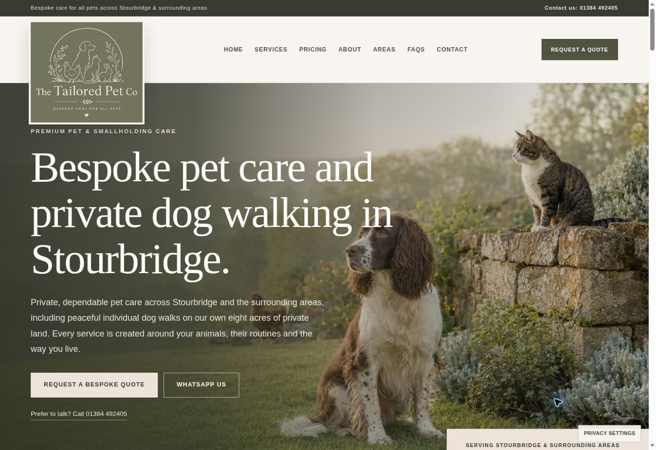 The Tailored Pet Co website